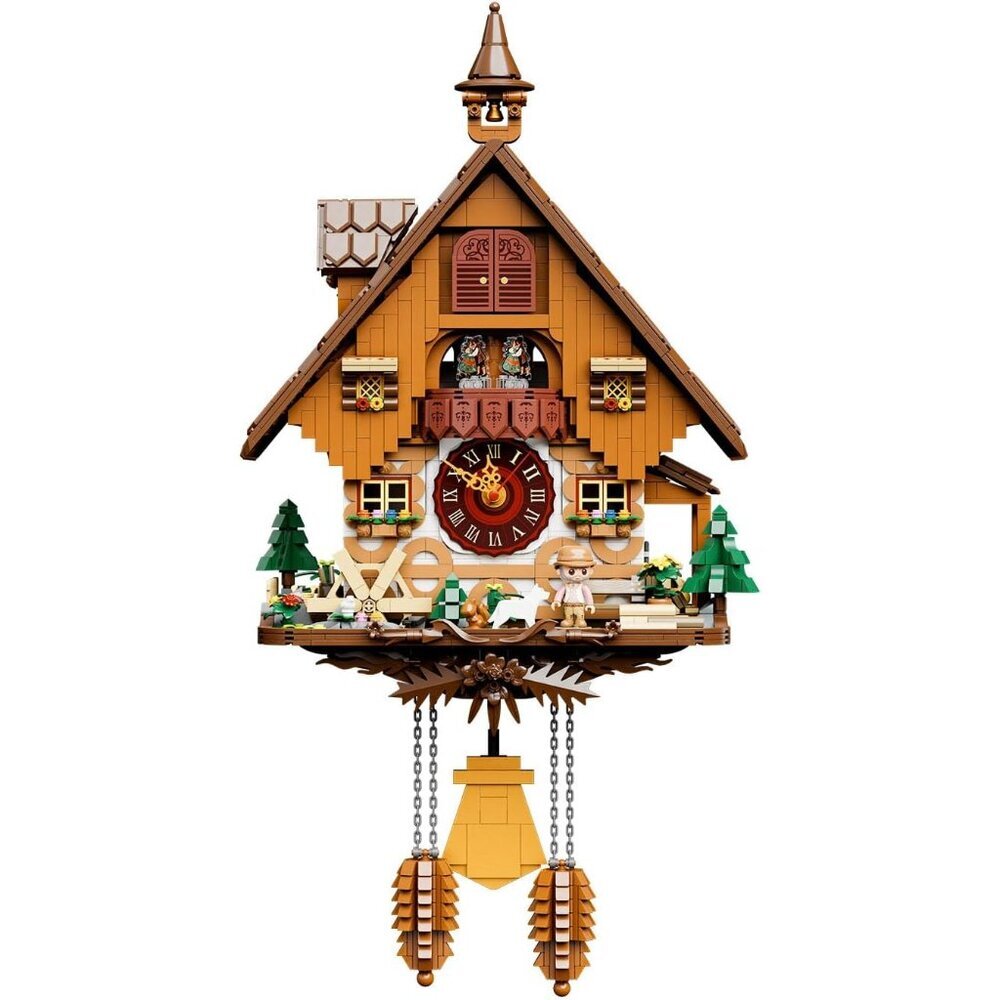 Cuckoo Clock Building Block Set-Vintage Chalet Design, Real Working Mechanical W